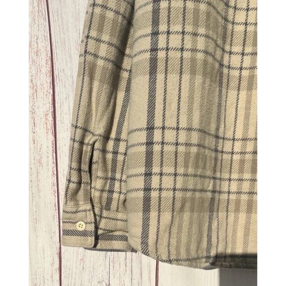 American Eagle Men’s Hooded Plaid Flannel Thick Shirt 90's Fall Holiday Beige XL - Picture 8 of 9